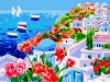 Santorini: due vele all\'orizzonte