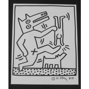 Litografia, firmata, numeratta e datata da Keith Haring, 1983