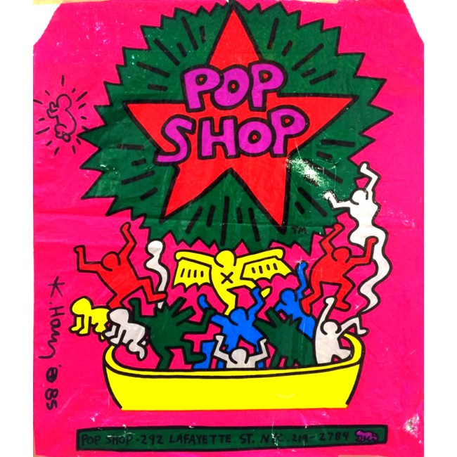 Busta originale del POP Shop firmata da Keith Haring disponibile presso la galleria Deodato Arte di Milano