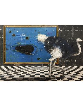 Angelo Accardi, Omaggio a Burri, olio su tela, 120x80 cm